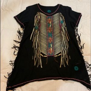 Double D Ranch Black Fringed Top XS